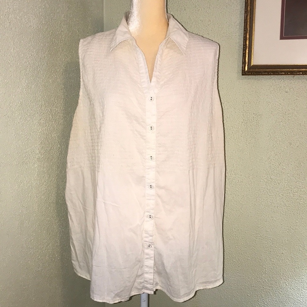 Avenue Cream Sleeveless Button Down Shirt 22/24